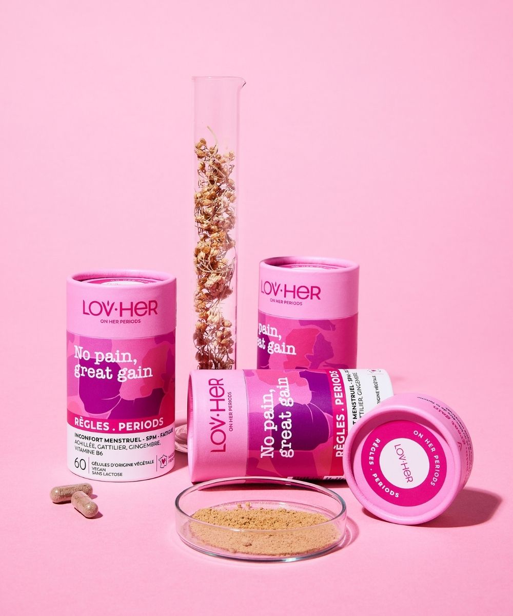 Cure 3 mois No Pain Great Gain complément confort menstruel LOVHER