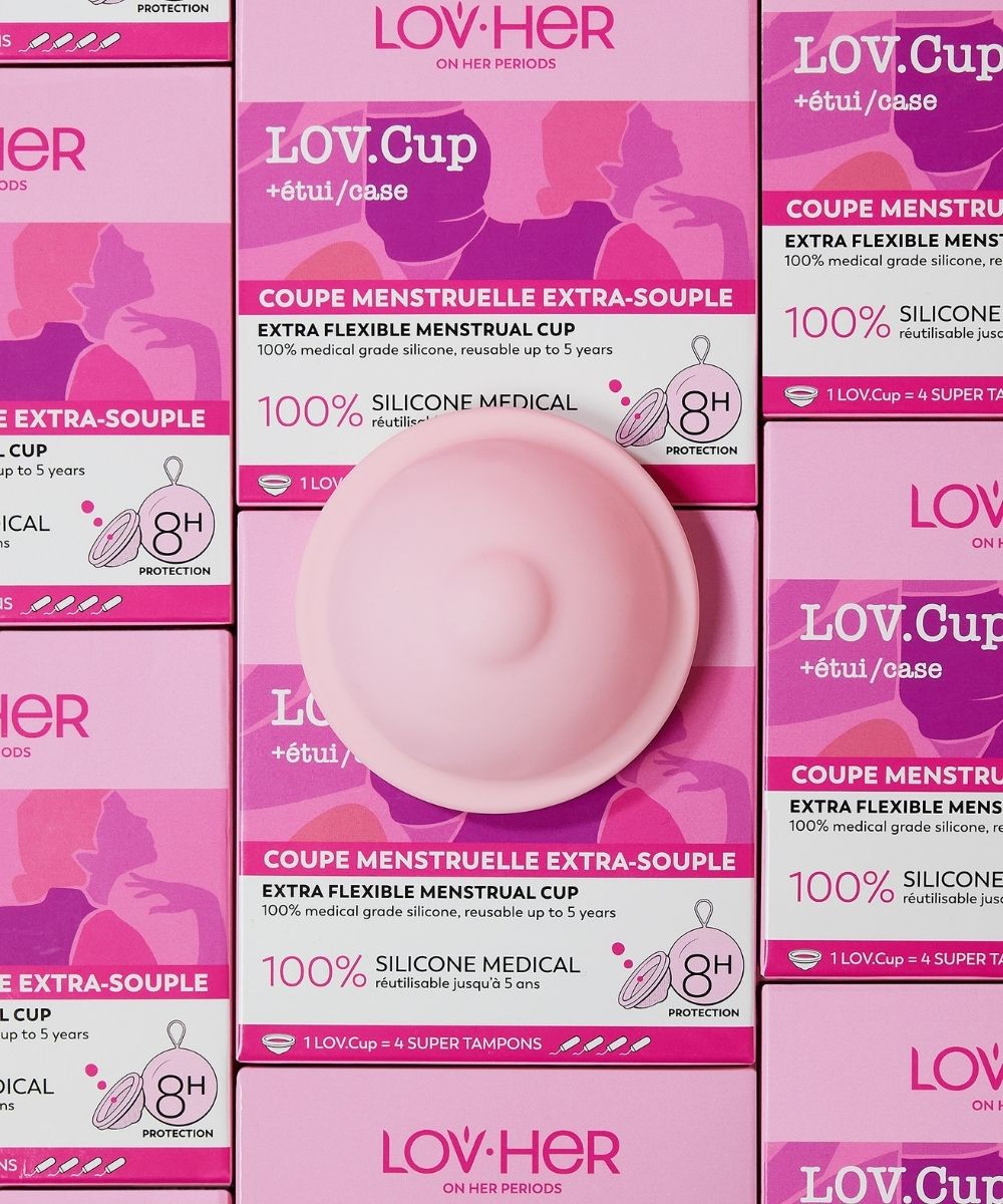 LOV.Cup packshot silicone médical réutilisable 5 ans 8h protection LOV·HER