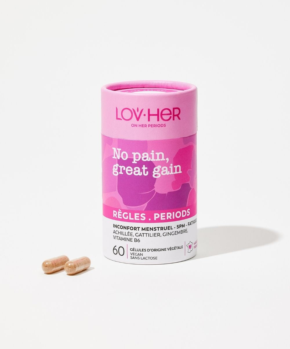 Complément alimentaire No Pain Great Gain LOV·HER confort menstruel 60 gélules